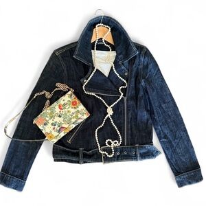 Kate Spade “Saturday” Dark Denim Jacket with Accent Zippers